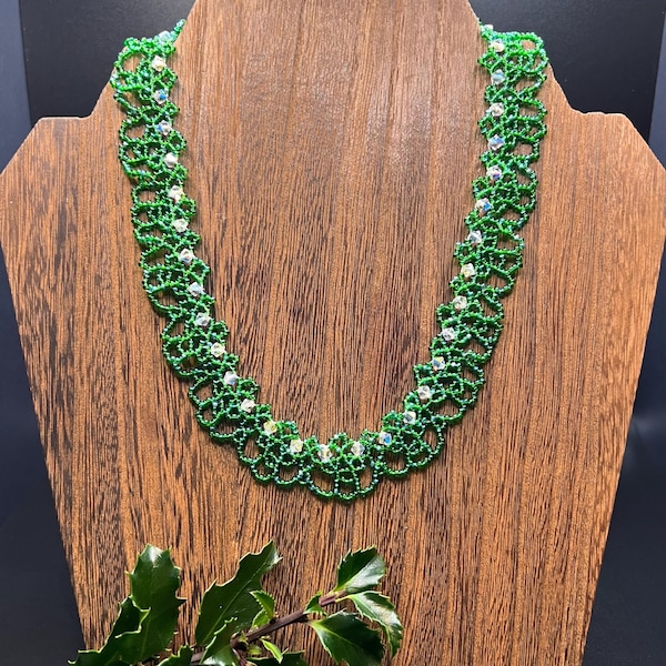 16" Ruffle Lace Beaded Necklace Native American