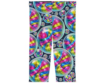 Leggings capri con estampado de burbujas de gelatina neón / Estampado integral