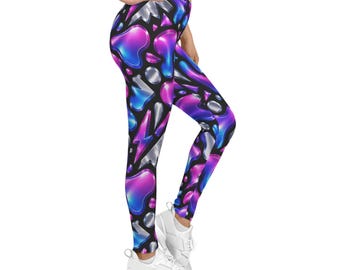 Busy Abstract Pattern Leggings | All-Over Print Colorful Geometric Leggings
