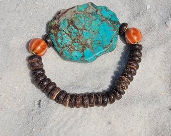 Turquoise Bracelet Statement Jewelry Turquoise Stone Jewelry Statement Bracelet Jewelry Boho Bracelets Boho Beach Jewelry Beach Bracelets
