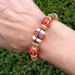 Game Day Red Handmade Football Bracelet Gift For Her Gift For Daughter Gift For Mom Football Jewelry Football Bracelet Team Red Bracelet