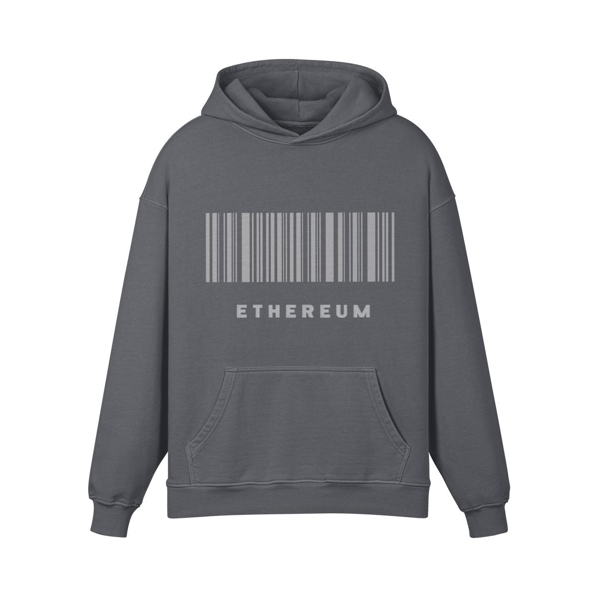 Embroidered Ethereum Barcode Hoodie: Washed Cotton Crypto Apparel