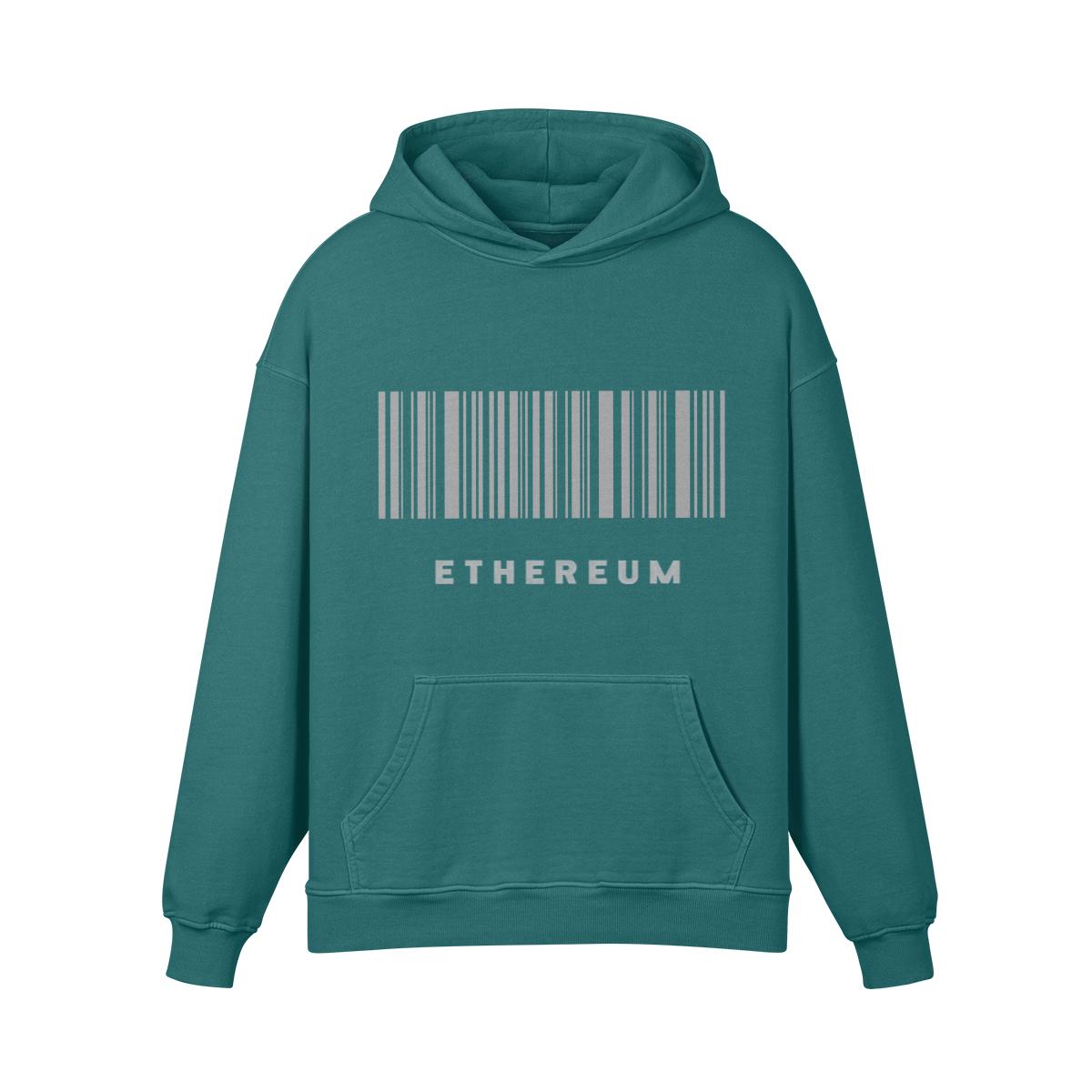 Embroidered Ethereum Barcode Hoodie: Washed Cotton Crypto Apparel