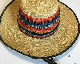 Sombrero Bolga de Ghana, paja tejida, estilo vaquero, para playa y granja, para verano