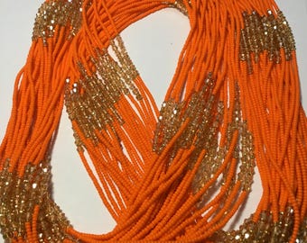 Handmade African Waist Beads, Multicolor Tie-On Belly Beads, Ghana Made (48 inches)