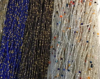 Multicolor African Waist Beads, Tie-On Belly Beads, Handmade in Ghana