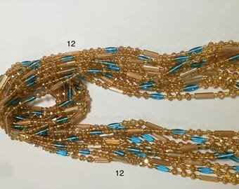 Authentic Ghana Tie-On Waist Beads: Multicolor Beaded Belly Chain (Up to 48 inches)
