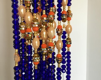 Multicolor Tie-On Waist Beads, African Body Jewelry, Adjustable Ghana Beads