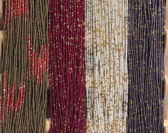 Multicolor African Waist Beads, Tie-On Belly Beads, Handmade in Ghana