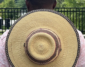 Handwoven Bolga Hat, African Straw Summer Beach Sun Hat, Fair Trade Style