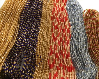 Handmade Multicolor Crystal Waist Beads from Ghana (Tie-On)