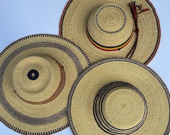Handwoven Bolga Hat, African Straw Summer Beach Sun Hat, Fair Trade Style