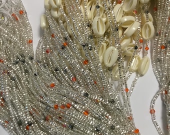 Handmade Multicolor Crystal Waist Beads from Ghana (Tie-On)