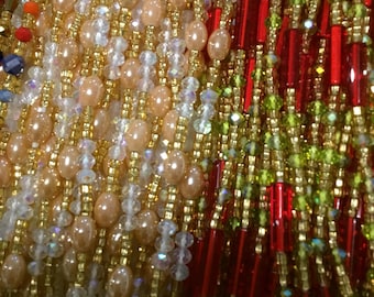 Authentic Ghanian Multicolor Tie-On Waist Beads (Up to 48 inches)