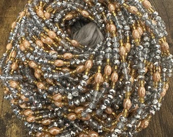 Cintura artesanal africana com contas, contas de cristal multicoloridas para amarrar na barriga (122 cm)