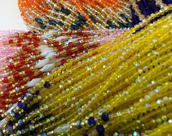 Cuentas de cristal multicolor para la cintura, hechas a mano en Ghana (para atar)