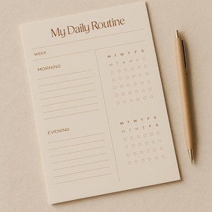 Minimal Daily Routine Checklist AM PM | Printable Morning & Evening Habit Planner | Weekly Routine PDF | Productivity Journal | Habit Track