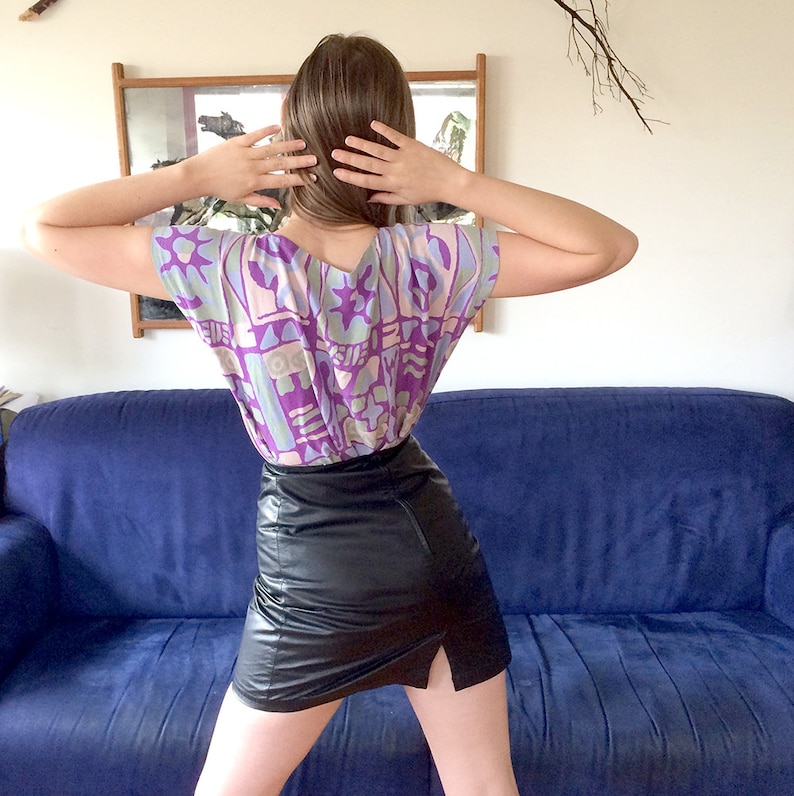 Black Leather Mini Skirt High Waist XXS Witch Etsy