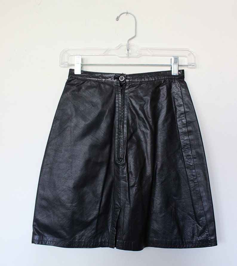 Black Leather Mini Skirt High Waist XXS Witch Etsy