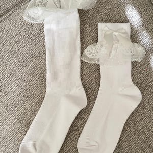 Adult Baby Sissy ABDL White Frilly Lace Trim Socks