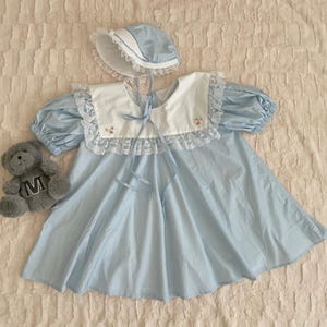 ABDL Light Blue Polka Dot Puff Sleeve Dress with Lace Collar – KK Baby Doll Style