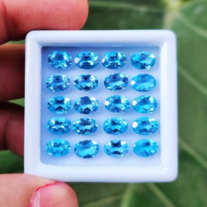 Natural Swiss Blue Topaz Oval Faceted Cut Calibrated Loose Certified Gemstone Untreated Lot Ready For Jewelry Setting