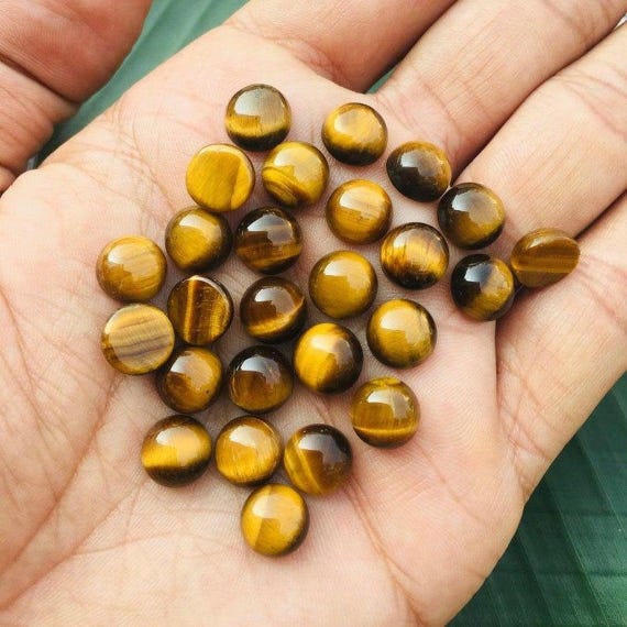 Natural Tiger's Eye Round Cabochon Calibrated Loose Certified Gemstone Untreated Lot Ready For Jewelry Setting & Making
