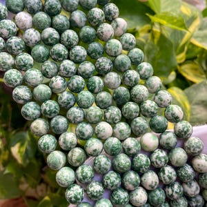 AAA Genuine Green Spot Jasper Gemstone Round Smooth Beads | Size Available 4mm 6mm 8mm 10mm | Sold by Strand 15.5&quot; | For Making Jewelry