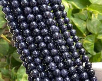 Blue Sandstone Beads | Round Gemstone, 15.5" Strand