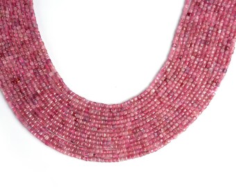 Pink Tourmaline Cube Beads | Micro Faceted Gemstone Strand
