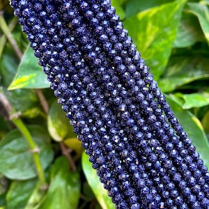 Genuine Blue Sandstone Gemstone Round Micro Faceted Beads | Size Available 2mm 3mm 4mm | Sold by Strand 15.5&quot; | For Making Jewelry