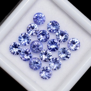 Natural Tanzanite Round Faceted Cut Calibrated Loose Certified Gemstone Untreated Lot Ready For Jewelry Setting