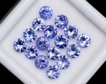 Natural Tanzanite Gemstone: Round Faceted Cut, Loose Stone Lot