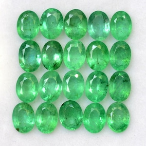Natural Emerald Oval Faceted Cut Calibrated Loose Certified Gemstone Untreated Lot Ready For Jewelry Setting