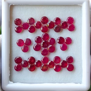 Natural Round Faceted Ruby, Loose Gemstone GF Lot