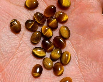 Natural Tiger's Eye Oval Cabochon Calibrated Loose Certified Gemstone Untreated Lot Ready For Jewelry Setting & Making