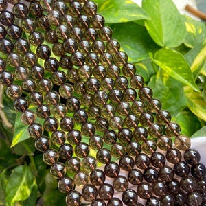 AAA Natural Genuine Smoky Quartz Gemstone Round Smooth Beads | Size Available 4mm 6mm 8mm 10mm | Sold by Strand 15.5&quot; | For Making Jewelry