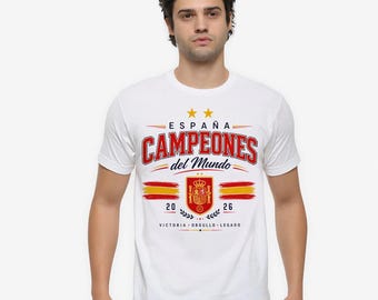 Espana Campeones Del Mundo 2026 T-Shirt, Spain World Champion, Men's and Women's Sizes (FOT-473125)