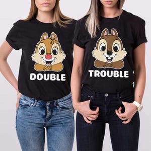 Camiseta de pareja a juego de Chip y Dale Double Trouble, tallas para hombre y mujer (MAC-44471)