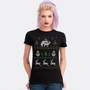 Humping Reindeer Christmas Sweater Graphic T-shirt, Herr Damstorlekar (NOV-713487)