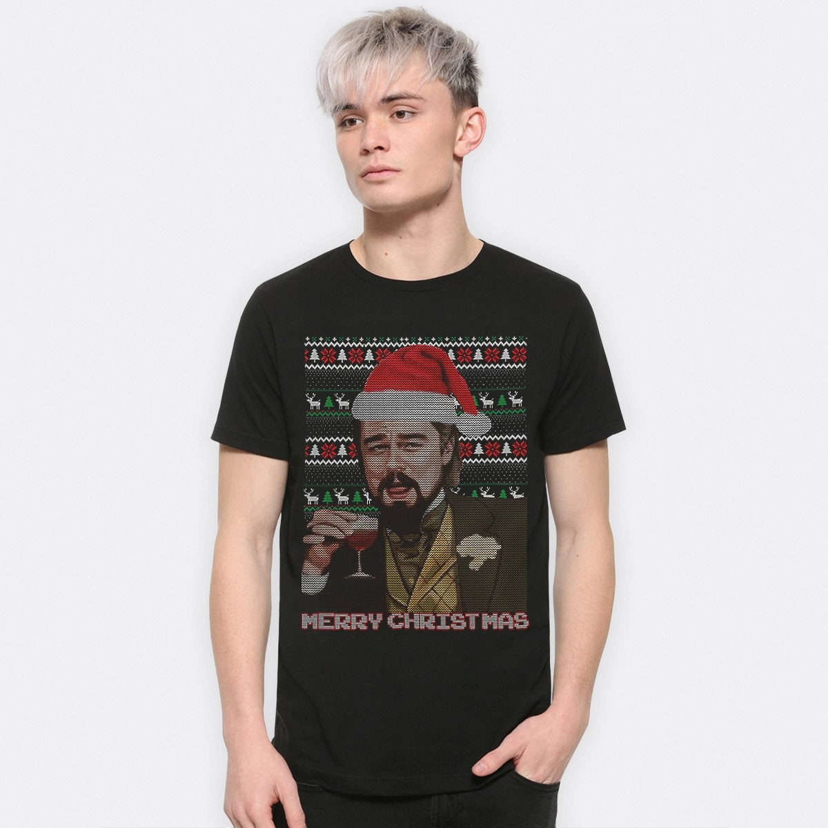 Pull Noel Moche Pull De Noël Leonardo DiCaprio Meme - Design Amusant - Manches Longues - Cadeau Humoristique Pull Humour Meme