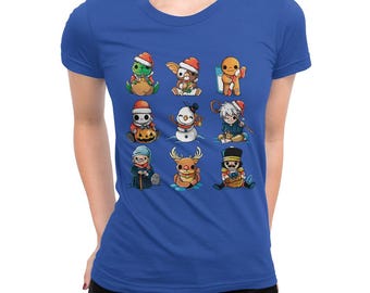 Cute Cartoon Characters Christmas T-Shirt, X-Mas Holiday Gift Shirt, Men's Women's Sizes