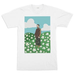 Robert Pattinson Tracksuit and Flowers Funny T-Shirt, Men&#39;s Women&#39;s Sizes (ROB-855461)