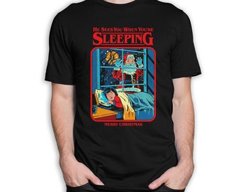 He Sees You When You're Sleeping Santa Claus Christmas T-Shirt, Men's Women's Sizes