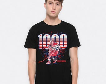 Alexander Ovechkin 1000 Goals Record T-Shirt, Men's Women's Sizes (VCH-109325)