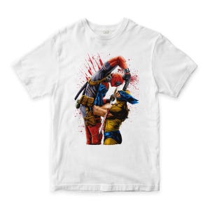 Deadpool vs Wolverine Bloody T-Shirt, Men&#39;s and Women&#39;s Sizes (DEA-864010)