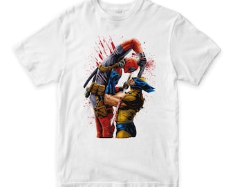 Deadpool vs Wolverine Bloody T-Shirt, Men's and Women's Sizes (DEA-864010)
