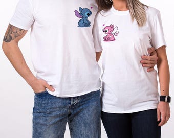 Stitch and Angel Matching Couple T-Shirt, Lilo and Stitch Shirt, Men&#39;s Women&#39;s Sizes (MAC-81123)