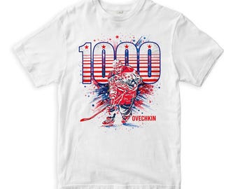 Alexander Ovechkin 1000 Goals Record T-Shirt, Men's and Women's Sizes (VCH-109325)