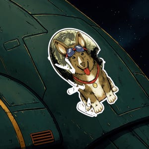 Cowboy Bebop Ein Sticker, Anime Space Dog Decal for Laptop Water Bottle, Otaku Japanese Anime Merch, Retro Cartoon Space Cowboy Dog